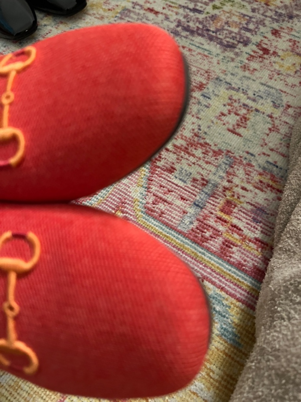 Vivaia Women's Red Knit Loafers with Gold Bit Detail - Picture 5 of 6